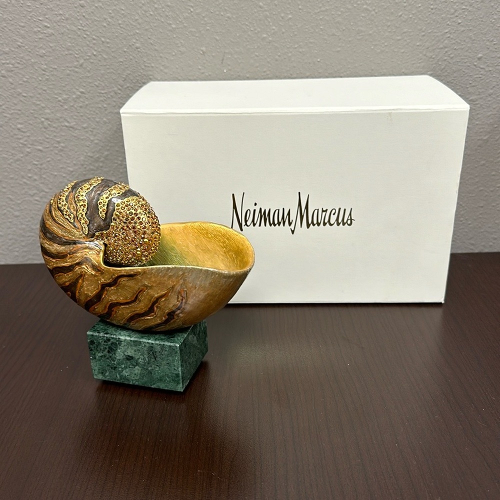 Jay Strongwater Kay Nautilus Objet on Marble